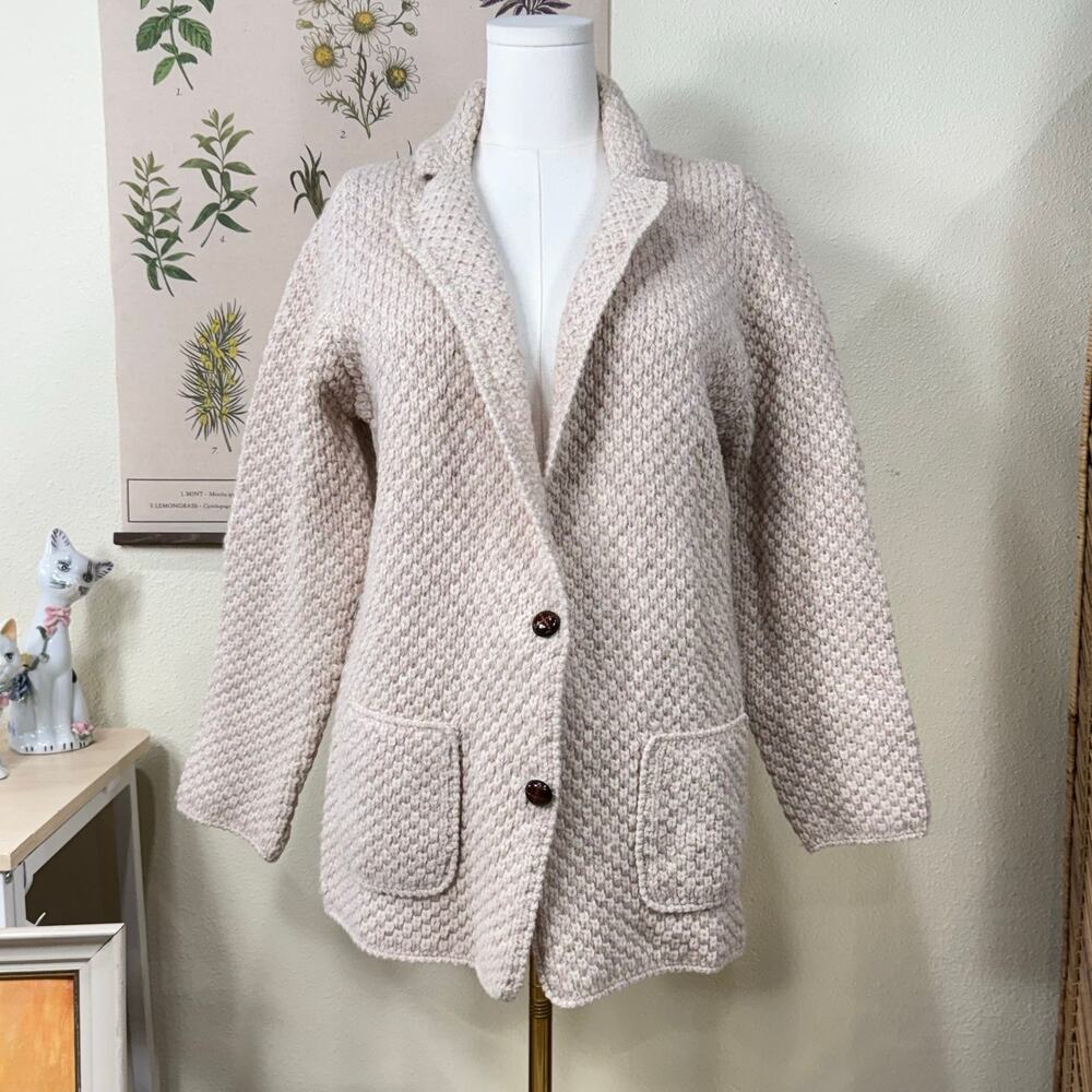 Vintage Shetland Wool Heavy Cardigan Sweater Jacket Grandma Heritage Cottage M
